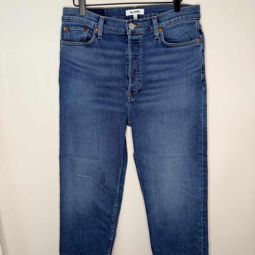 SOLD — Re/Done Blue 70s Stovepipe Straight Leg Jeans Size 30 Denim Casual Button
